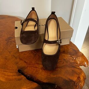 Coach C Rivet Mary Jane Flats – Maple Suede